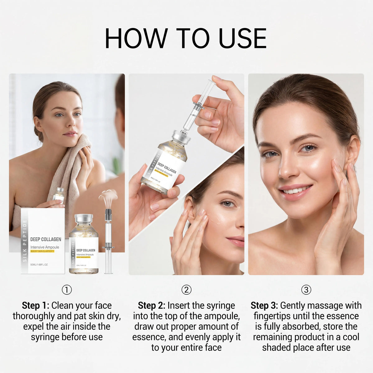 Silk Peptide Facial Toner & Serum Ampoule Set Duo, Korean Glass Skin Glow Care Revitalize Dry Tired-Looking Skin Women Gift Set