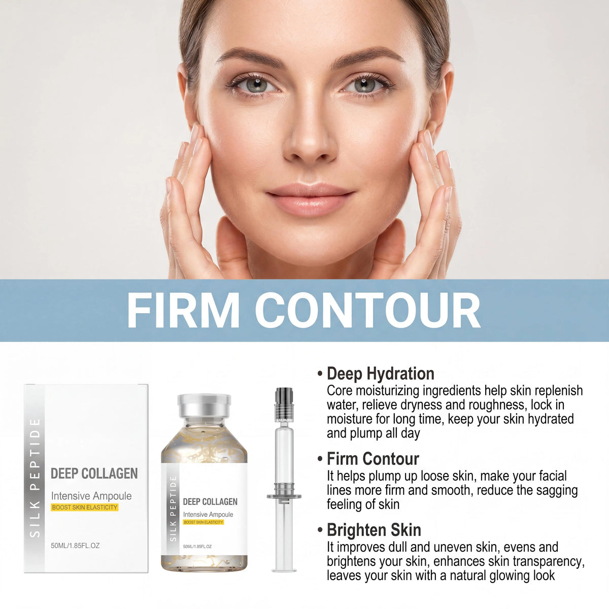 Silk Peptide Facial Toner & Serum Ampoule Set Duo, Korean Glass Skin Glow Care Revitalize Dry Tired-Looking Skin Women Gift Set