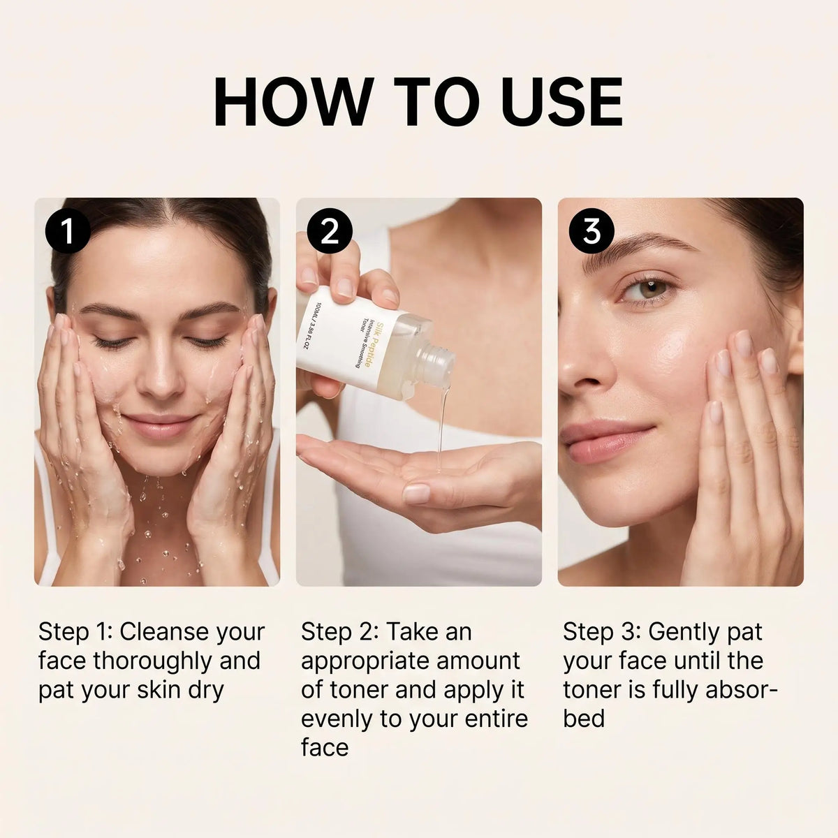 Silk Peptide Facial Toner & Serum Ampoule Set Duo, Korean Glass Skin Glow Care Revitalize Dry Tired-Looking Skin Women Gift Set