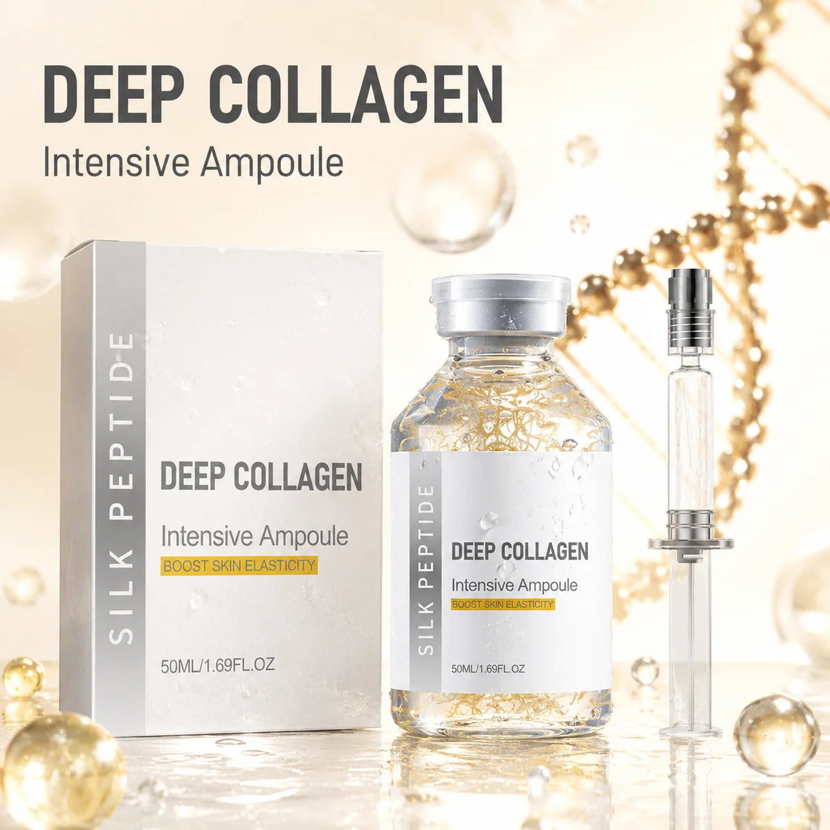 Silk Peptide Facial Toner & Serum Ampoule Set Duo, Korean Glass Skin Glow Care Revitalize Dry Tired-Looking Skin Women Gift Set