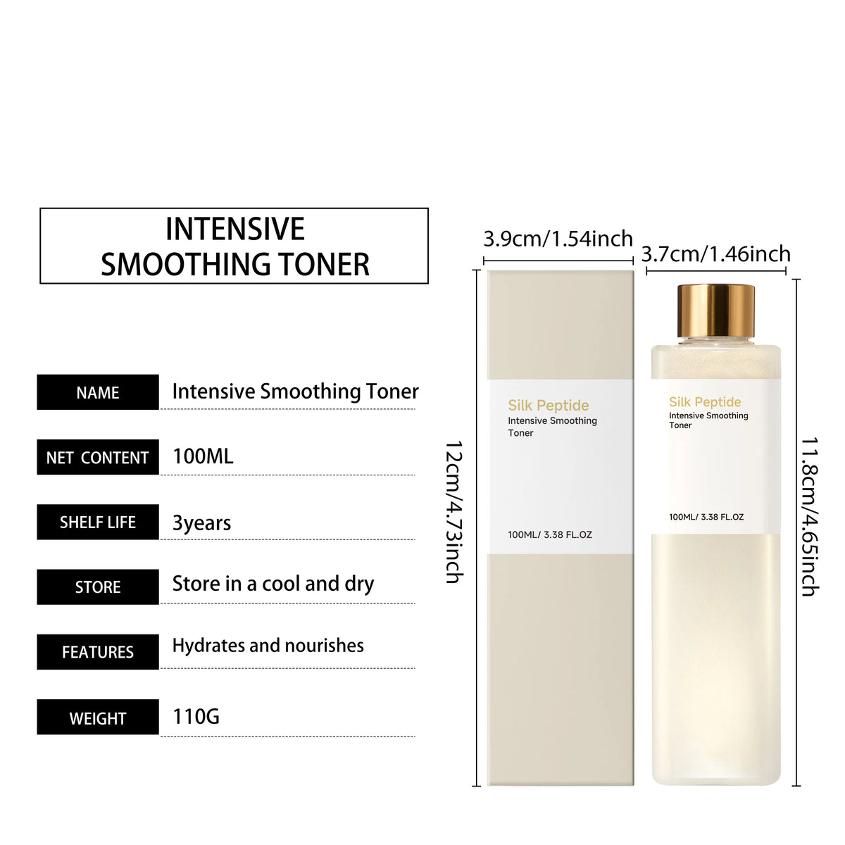 Silk Peptide Facial Toner & Serum Ampoule Set Duo, Korean Glass Skin Glow Care Revitalize Dry Tired-Looking Skin Women Gift Set