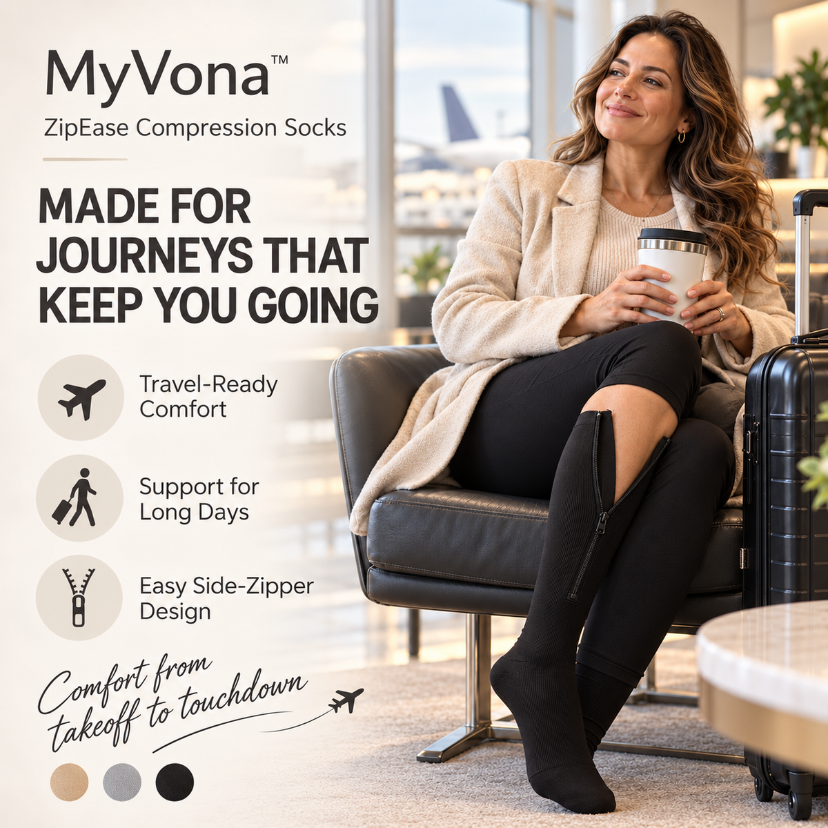 Myvona™ ZipEase Compression Socks